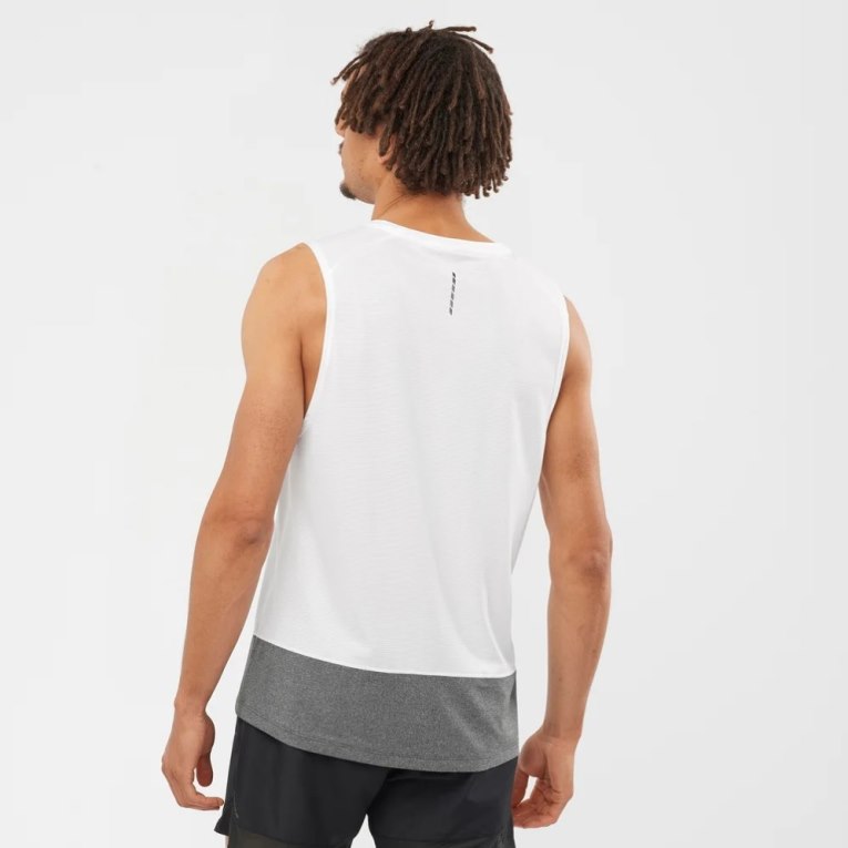 Salomon Cross Run Men's Tanks White / Grey | CA 47J95
